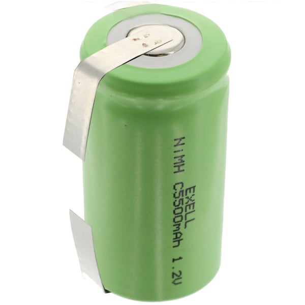 Exell Battery 1.2V 5000mAh NiMH C Size Rechargeable Battery w/ Tabs EBC-542-1 - main